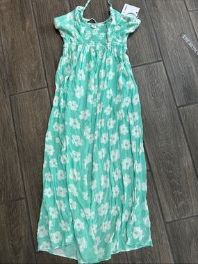 O'Neill Mint Green Halter Floral Midi  Dress or Cover Up, Size XS. NWT